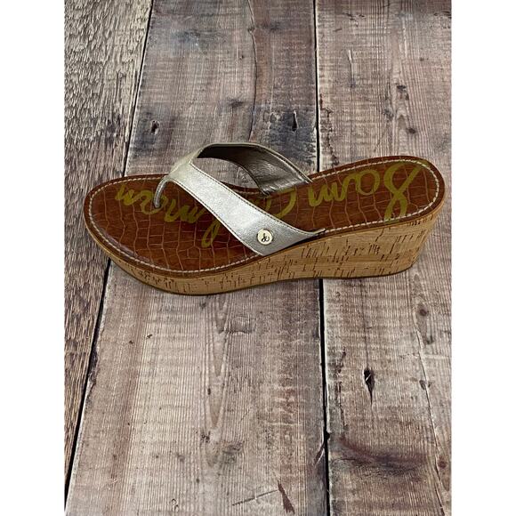 Sam Edelman Romy Wedge Cork Side Leather Upper Sandals Womens Size 9.5 - Picture 4 of 10